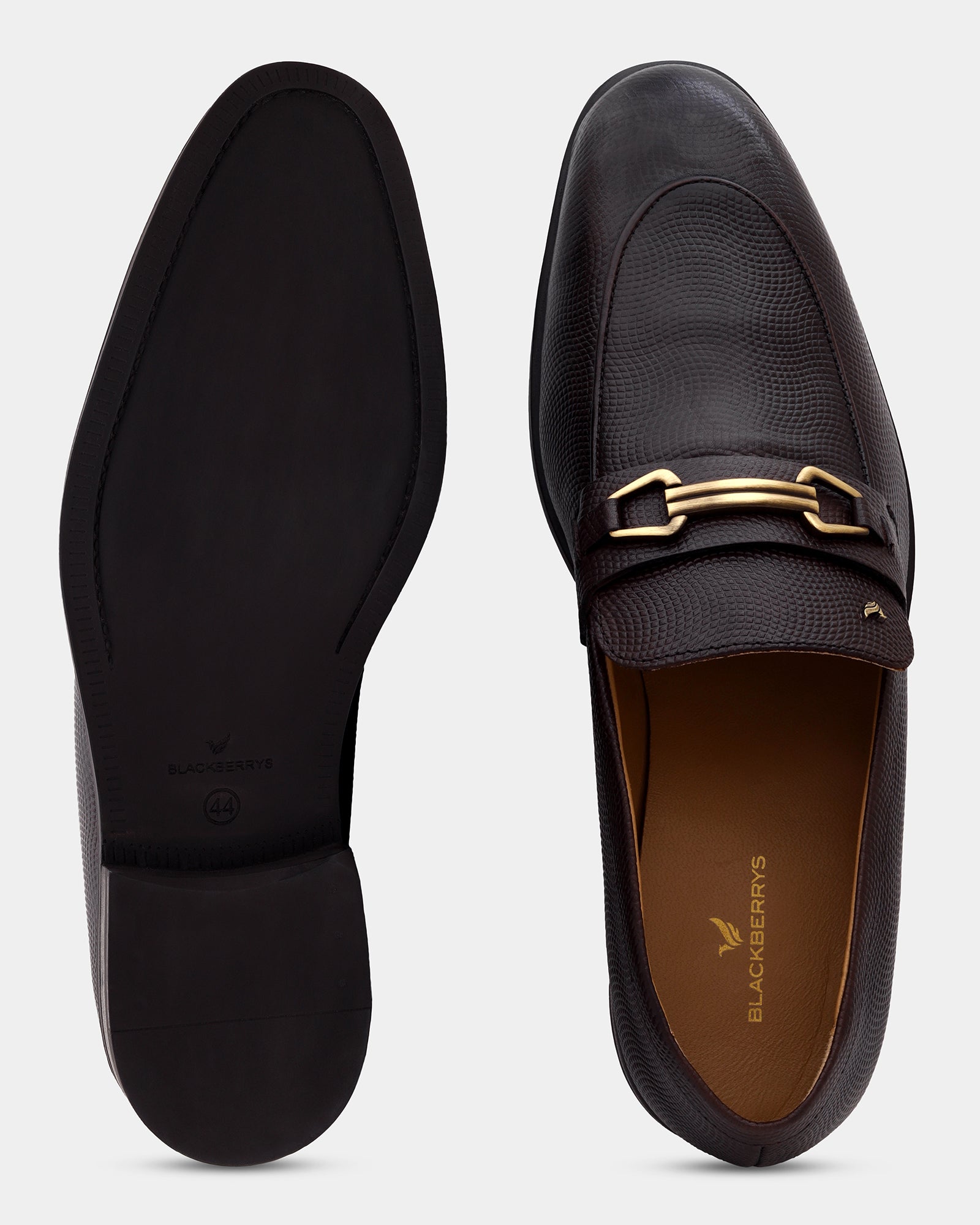 Leather Brown Solid Slip On Shoes - Argent