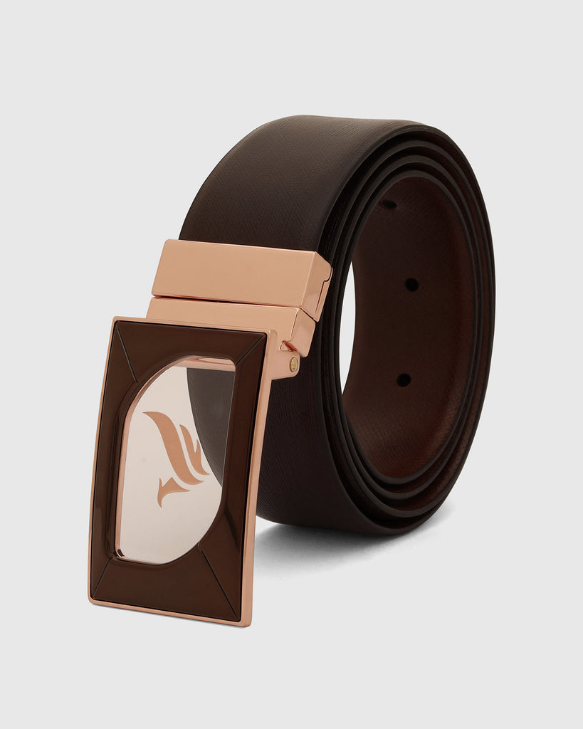 Leather Reversible Brown & Tan Solid Belt - Urimon