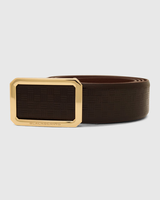 Leather Brown Textured Belt - 9Veran