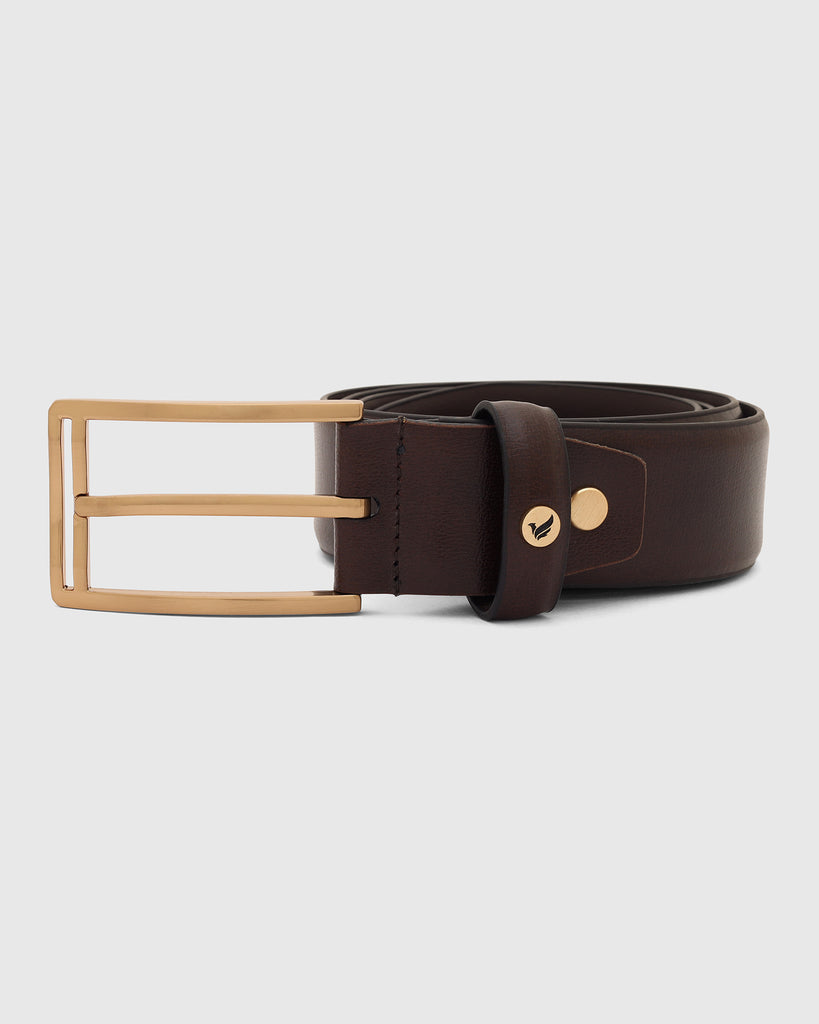 Leather Chocolate Brown Solid Belt - Uberto