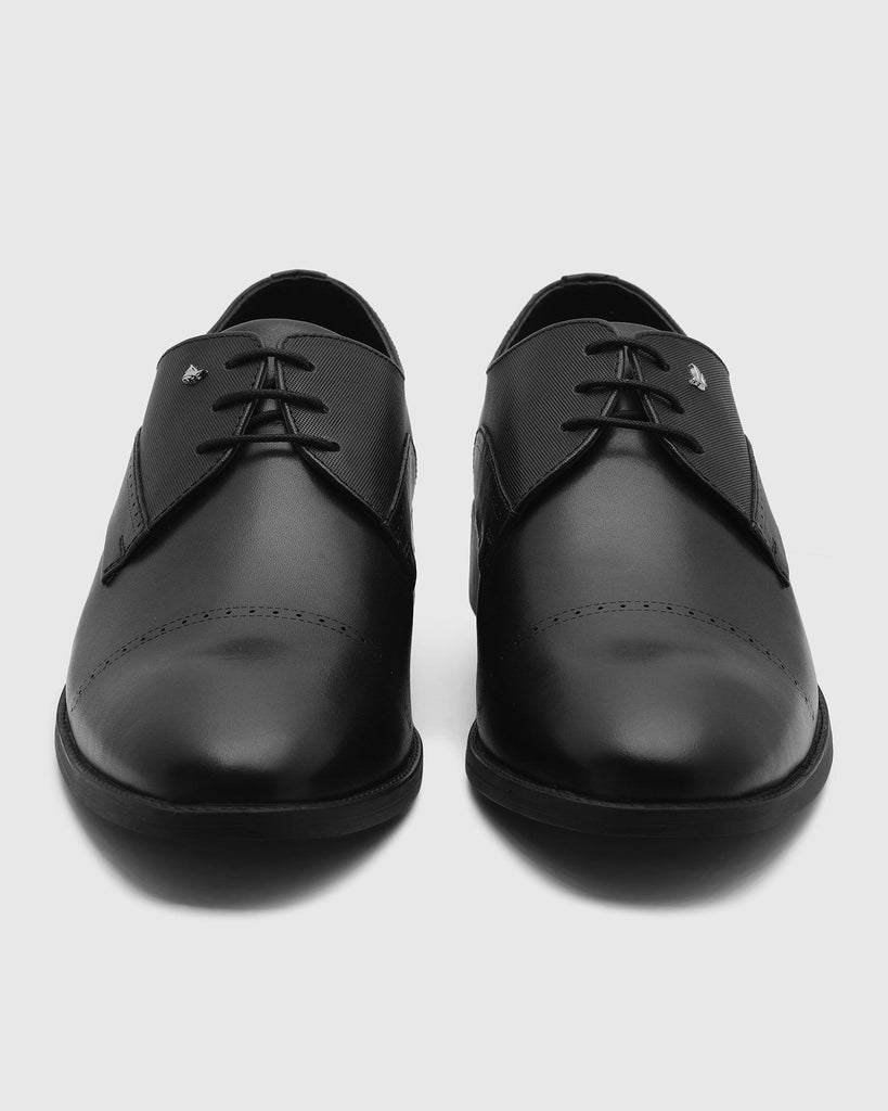 Leather Black Solid Derby Shoes - Royal