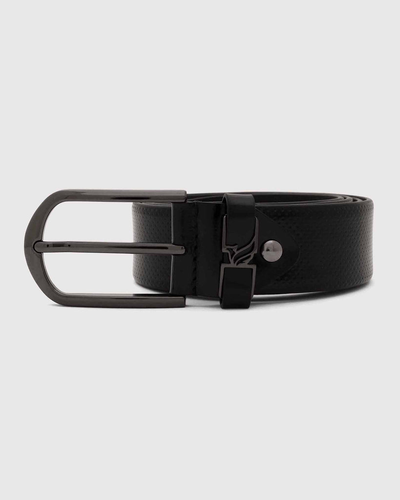 Leather Jet Black Textured Belt - Uratak