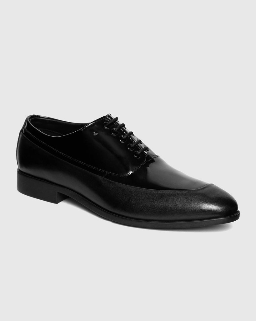 Leather Jet Black Solid Oxford Shoes - Tall