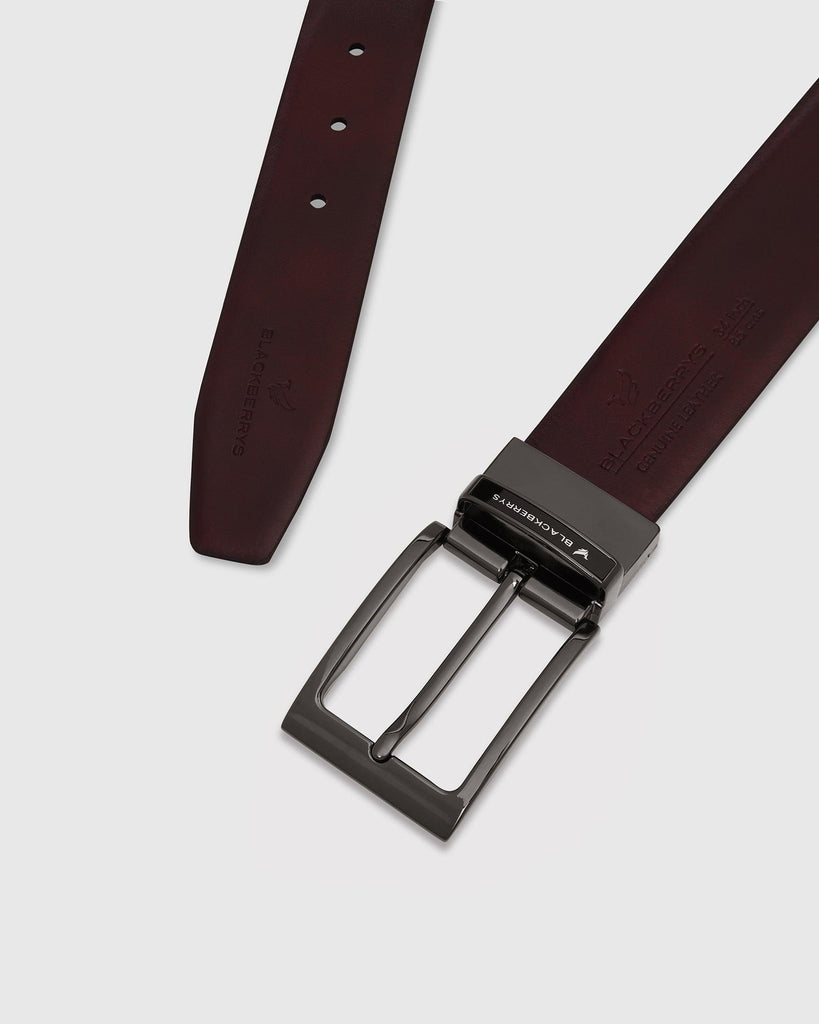 Leather Reversible Navy & Brown Solid Belt - Ursino