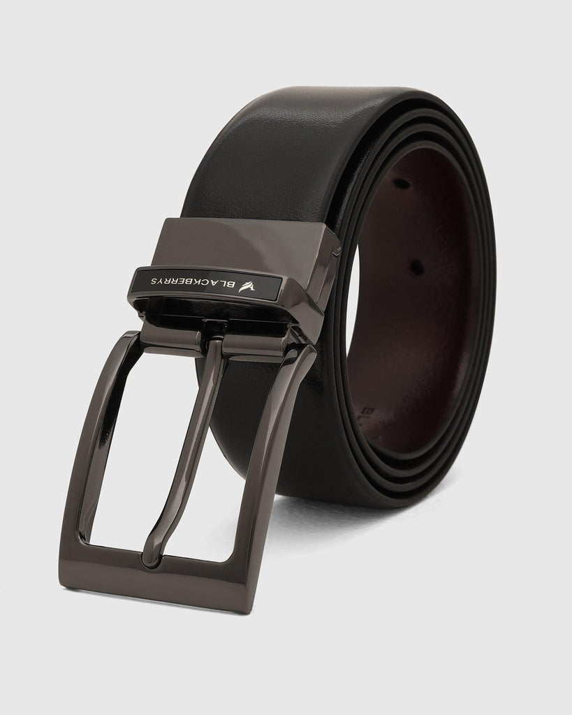 Leather Reversible Navy & Brown Solid Belt - Ursino