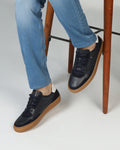 Leather Navy Solid Sneakers - Viva