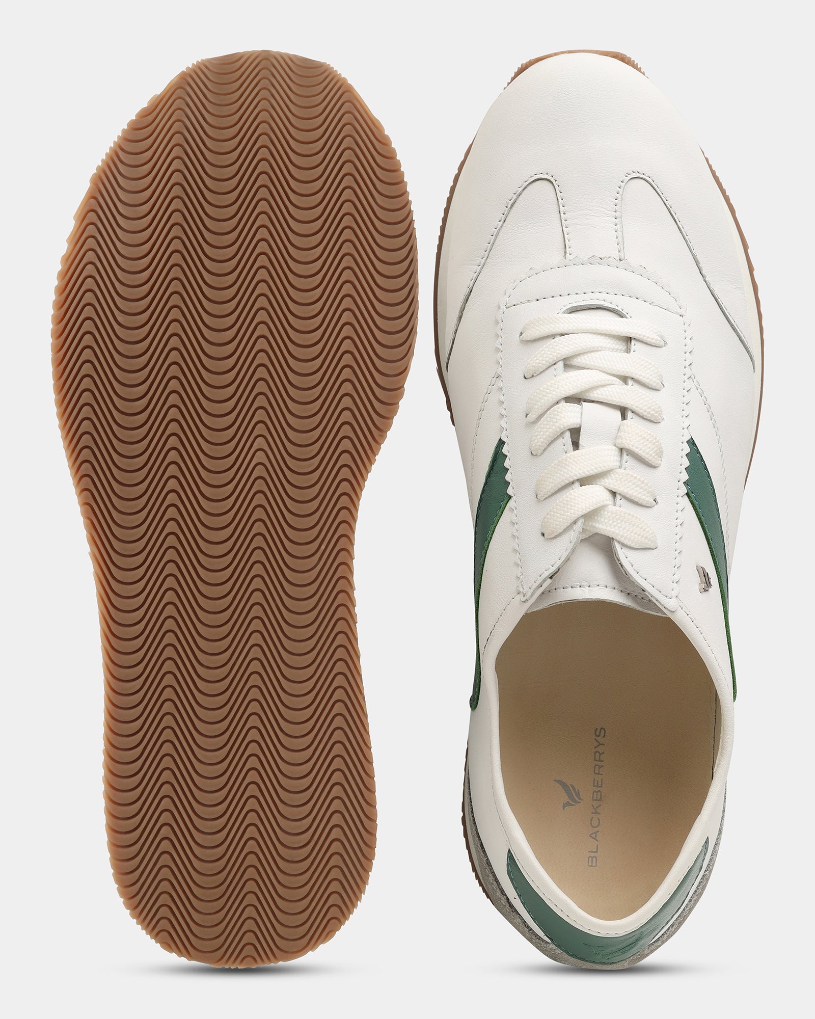 Leather Off White Solid Sneakers - Voro