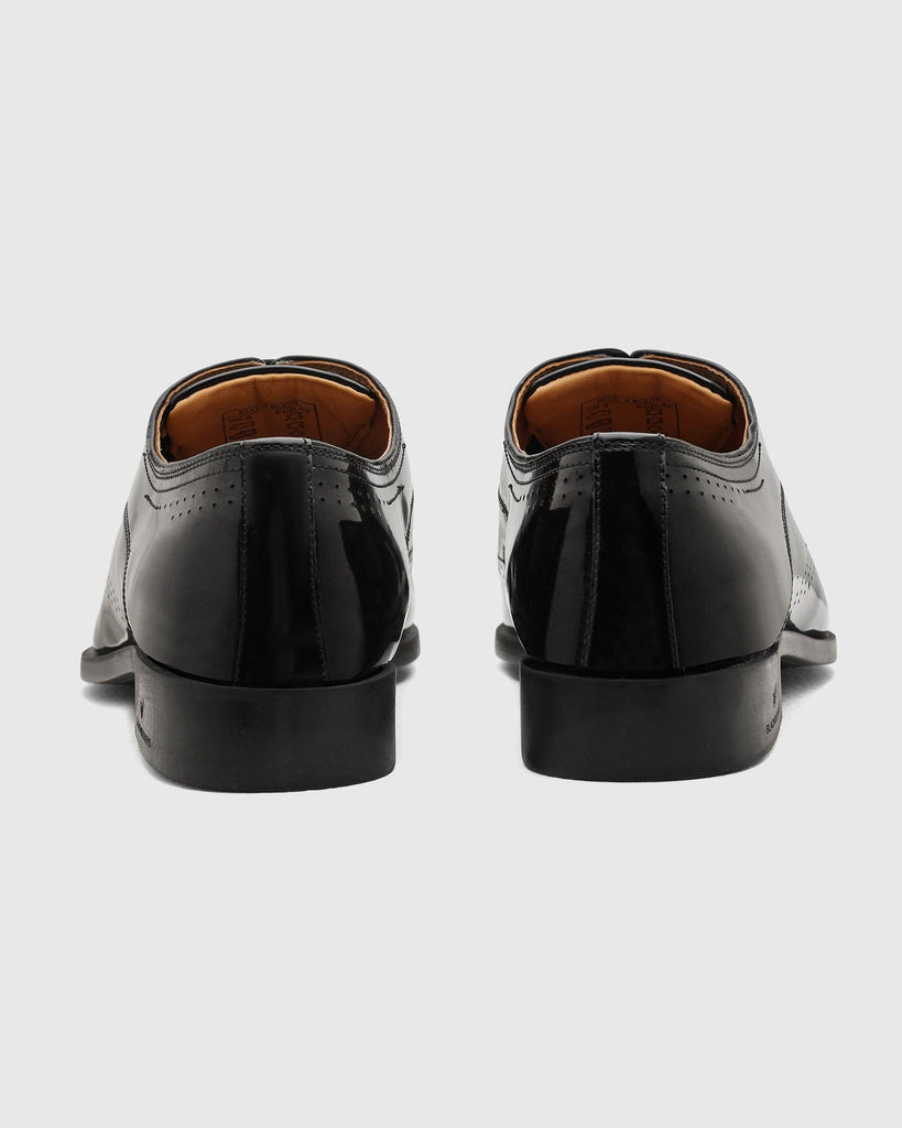 Leather Black Solid Oxford Shoes - Reed