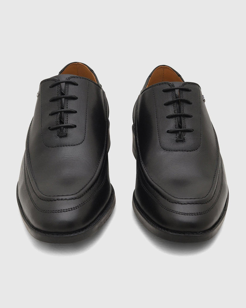 Leather Black Solid Oxford Shoes - Ruby