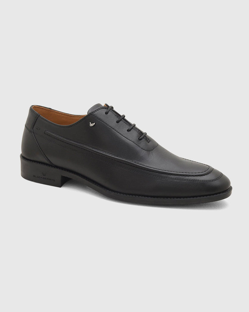 Leather Black Solid Oxford Shoes - Ruby