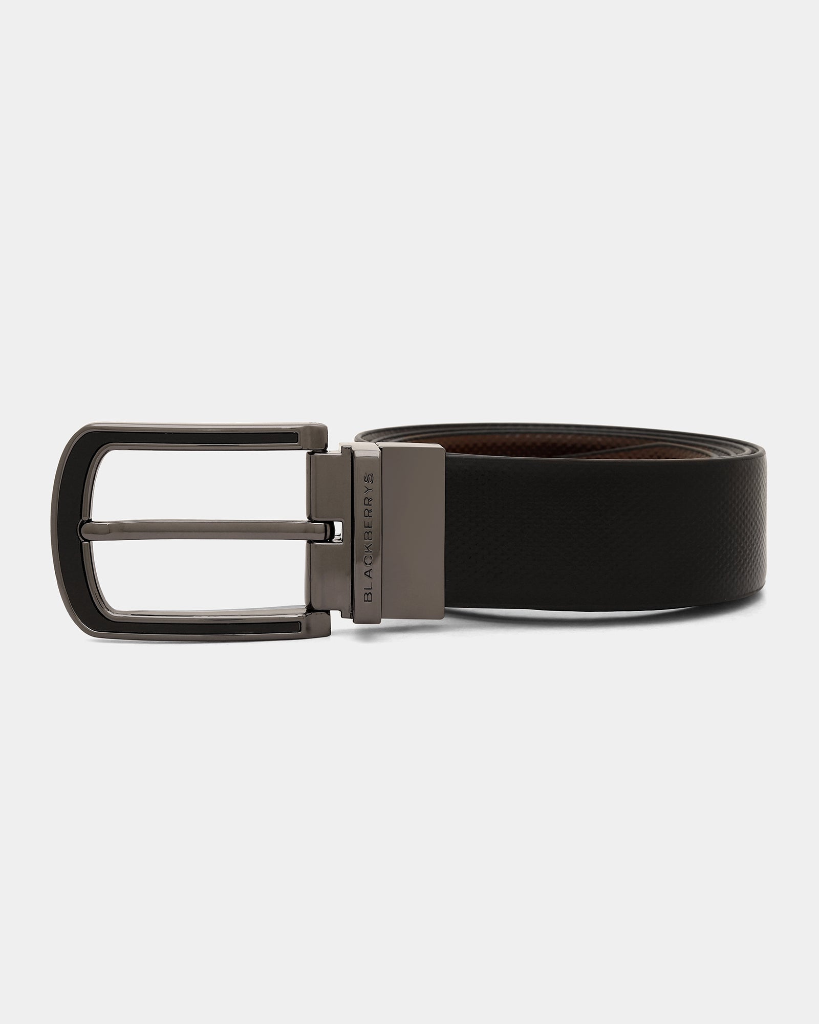 Leather Reversible Black & Brown Textured Belt - Aplite