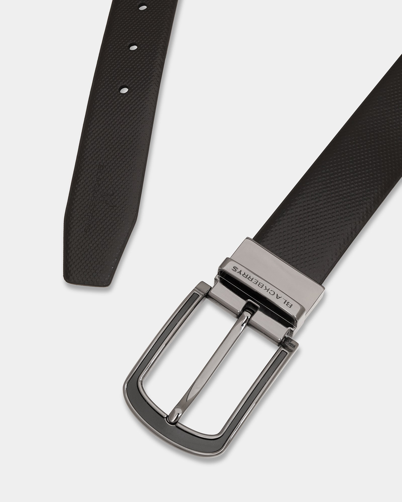 Leather Reversible Black & Brown Textured Belt - Aplite