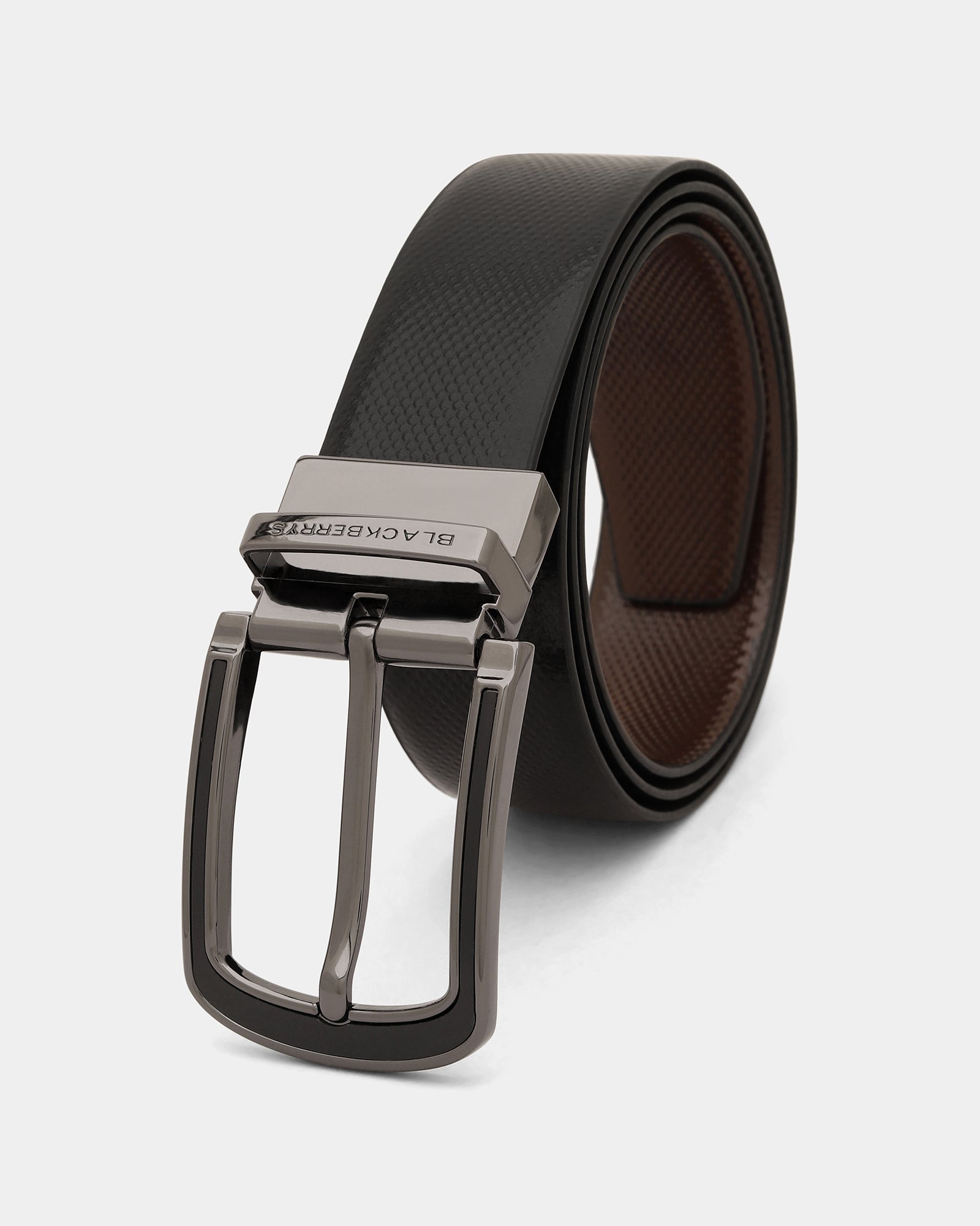 Leather Reversible Black & Brown Textured Belt - Aplite