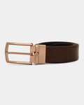 Leather Reversible Black & Brown Textured Belt - Azure