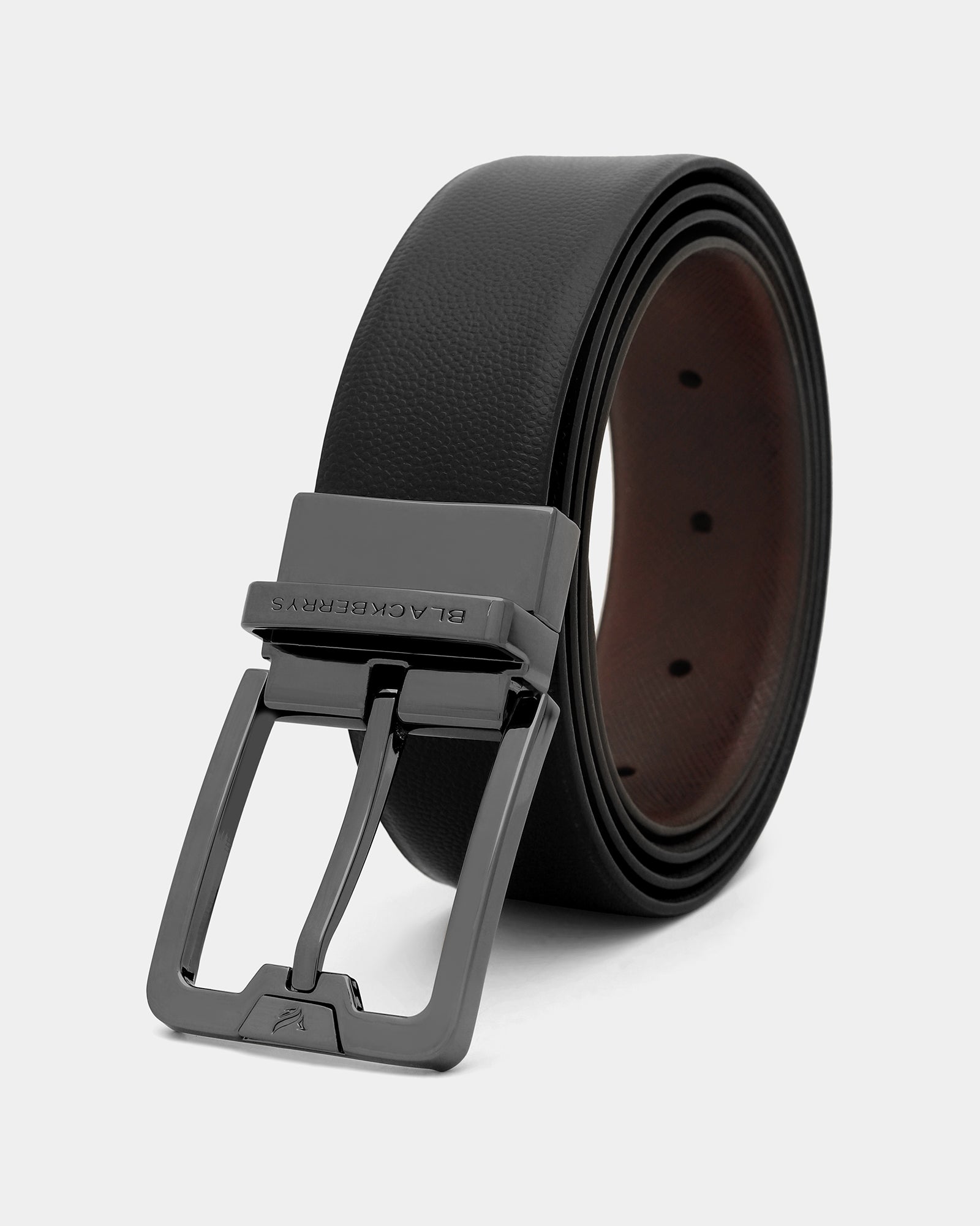 Leather Reversible Black & Burgandy Textured Belt - Arizona