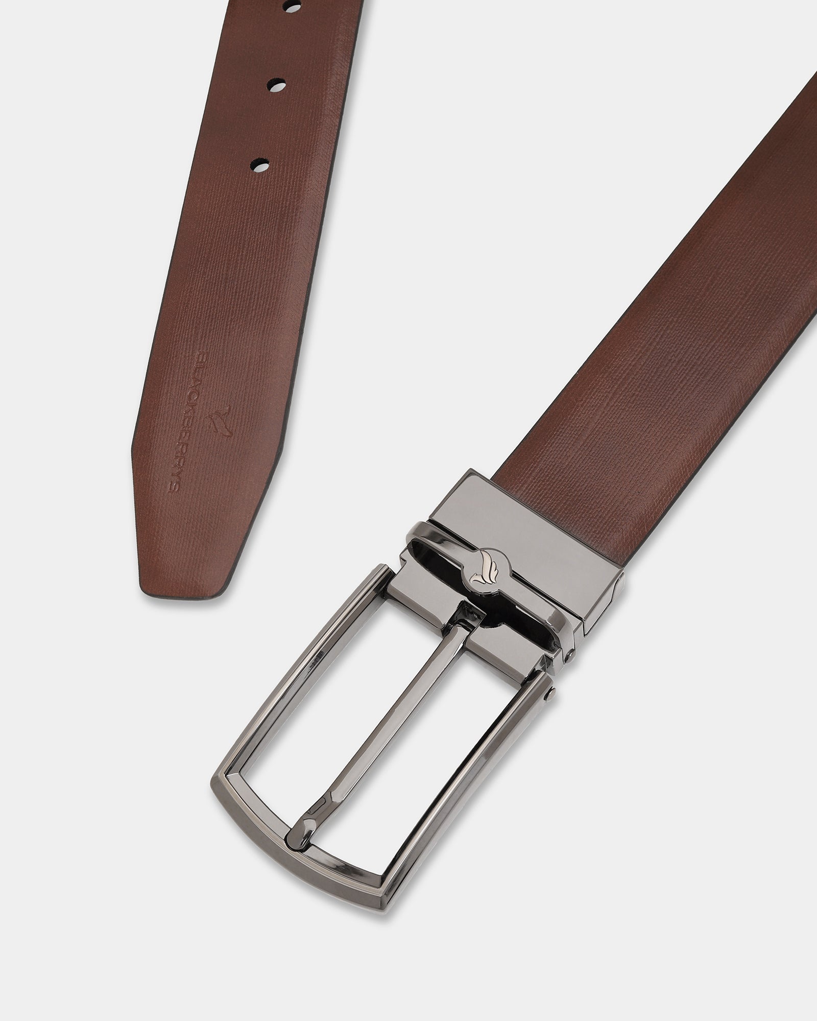 Leather Reversible Black & Tan Textured Belt - Azure