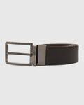 Leather Reversible Black & Brown Textured Belt - Vallen