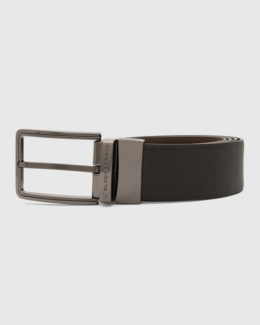 Leather Reversible Black & Brown Textured Belt - Vallen