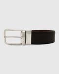 Leather Reversible Black & Brown Textured Belt - Vegas