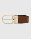 Leather Reversible Black & Tan Solid Belt - Valu