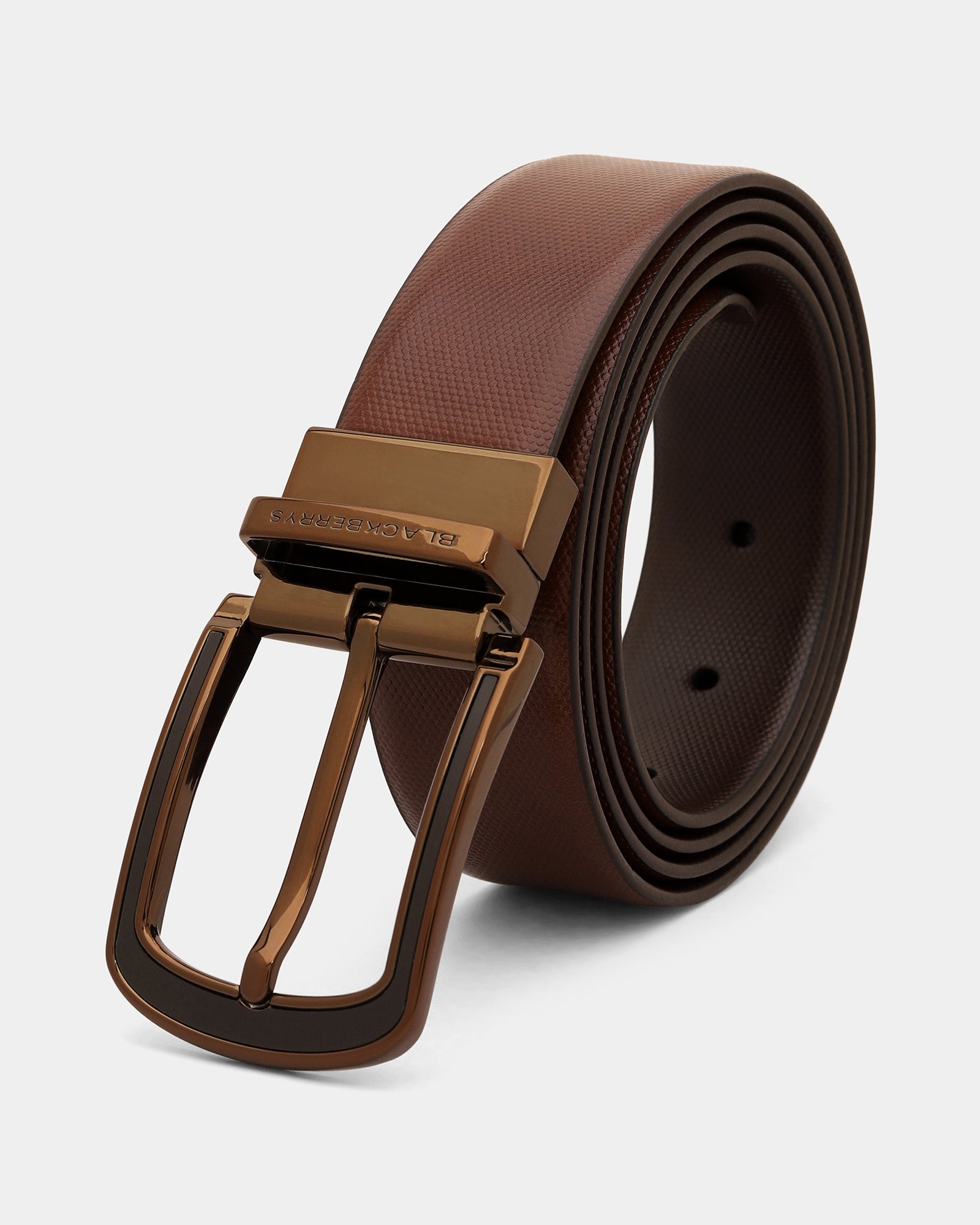 Leather Reversible Brown & Tan Textured Belt - Aplite