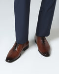 Leather Tan Burgundy Solid Shoes - Von