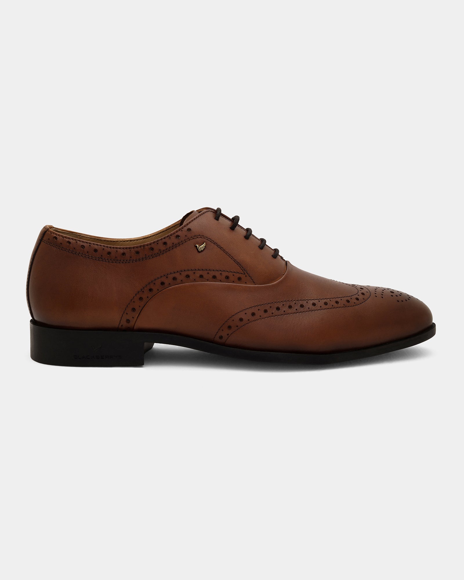 Leather Tan Solid Oxford Shoes - Advent