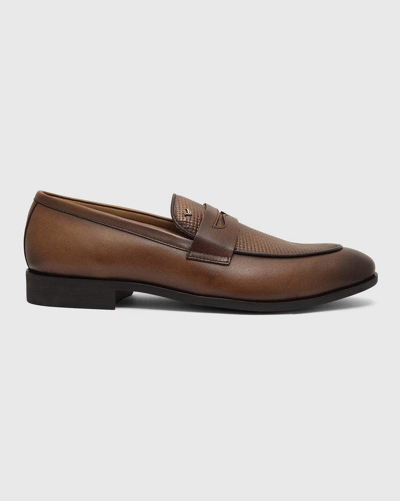 Leather Tan Solid Slip On Shoes - Tanner