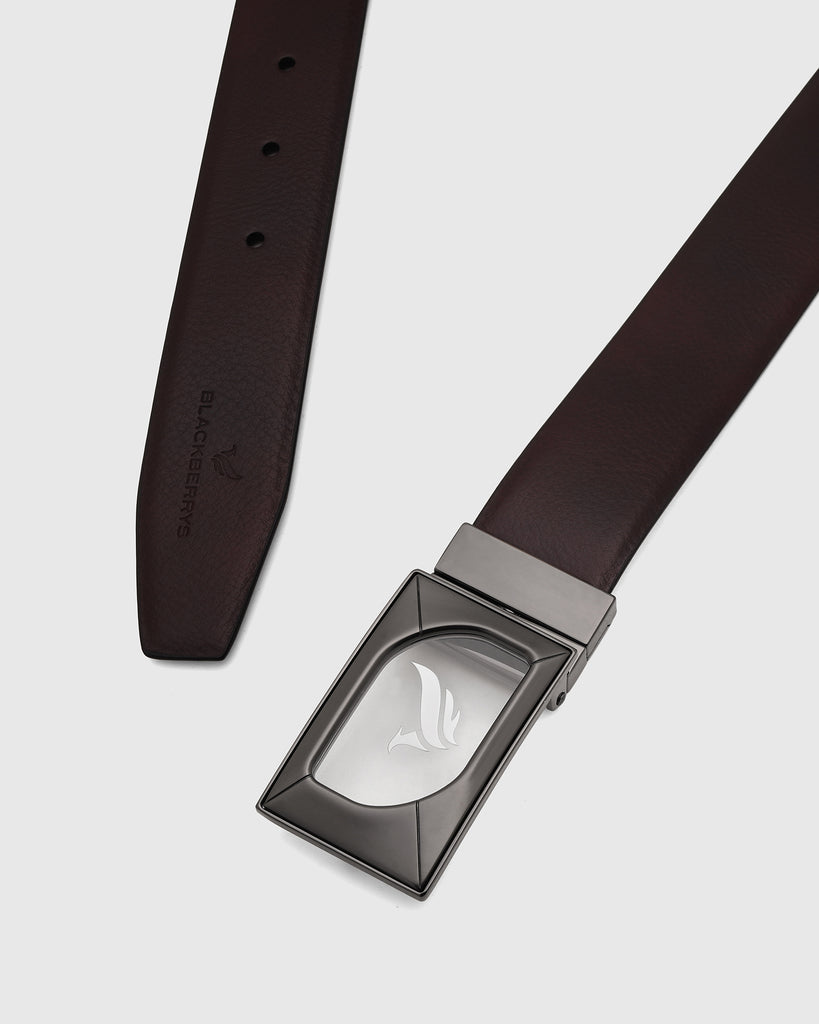 Leather Reversible Wine & Black Solid Belt - Urimon