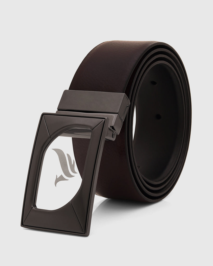 Leather Reversible Wine & Black Solid Belt - Urimon