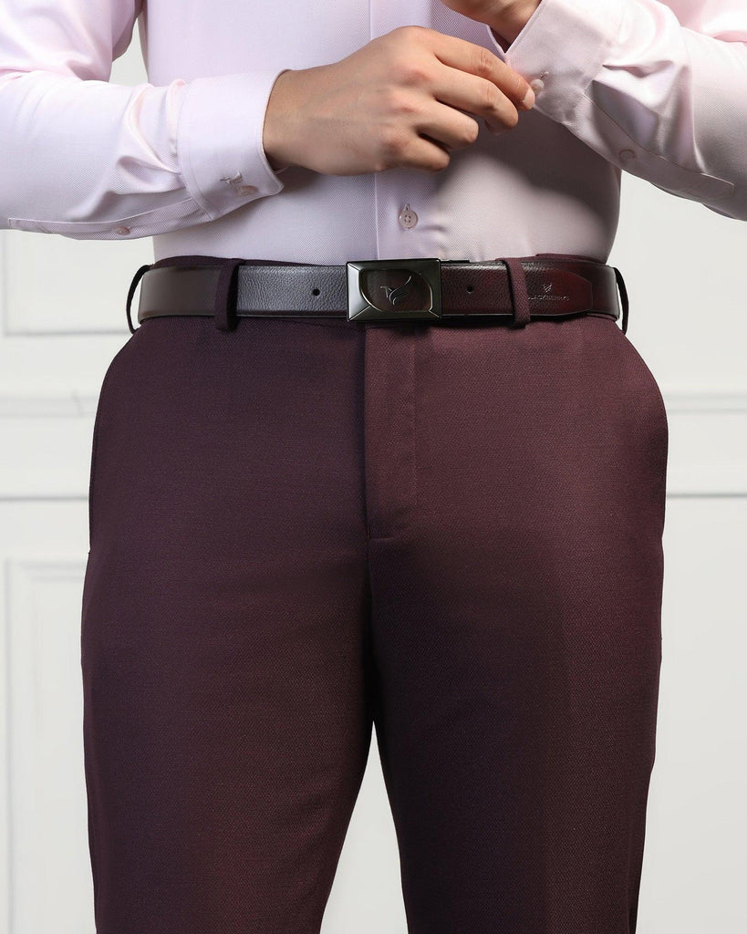 Leather Reversible Wine & Black Solid Belt - Urimon