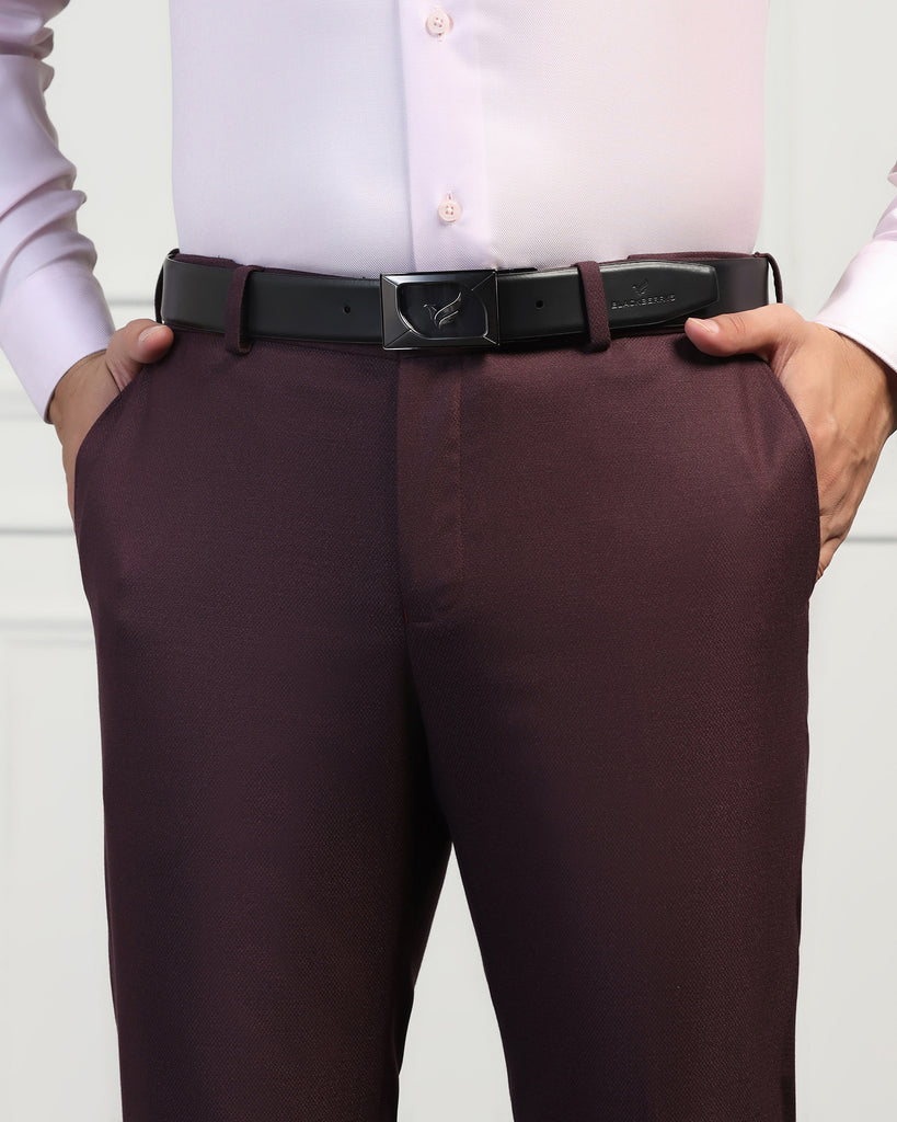 Leather Reversible Wine & Black Solid Belt - Urimon