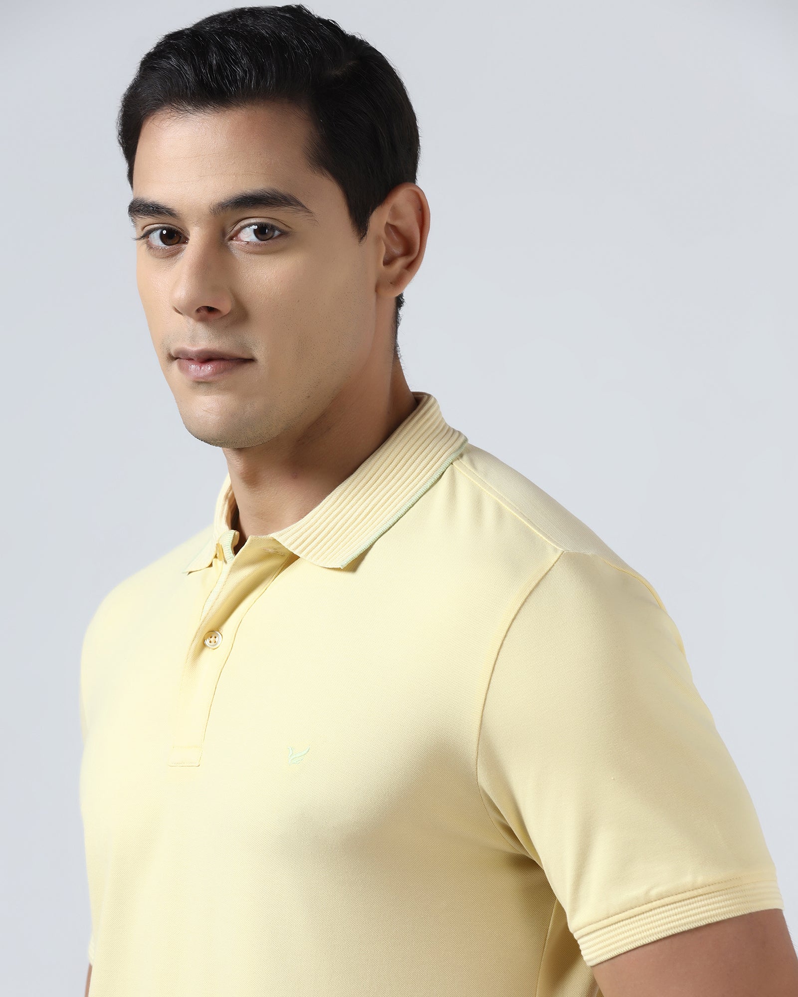 Lemon Yellow Solid Polo - Aesun
