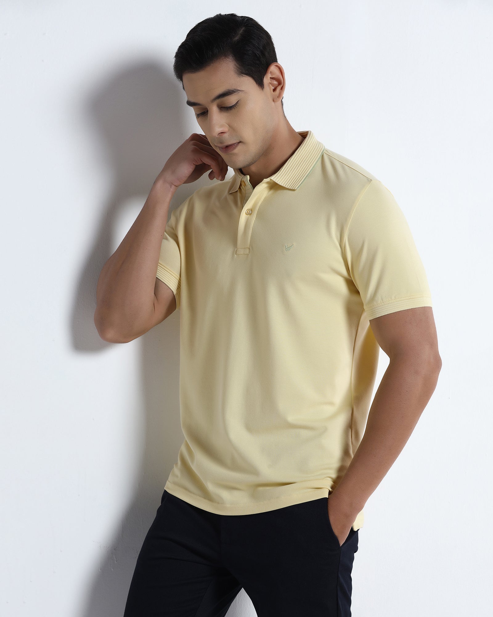 Lemon Yellow Solid Polo - Aesun