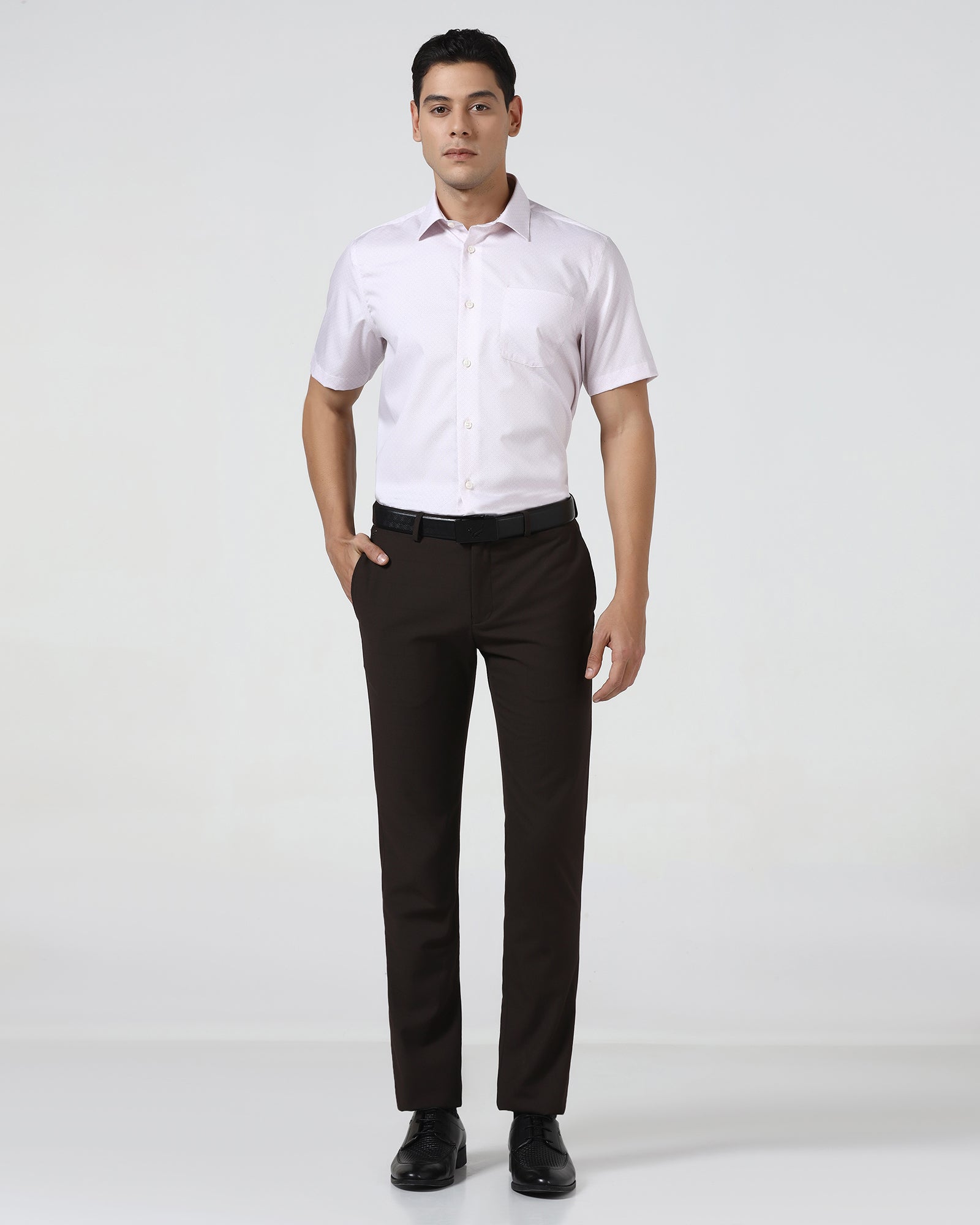 Light Pink Half Sleeve Printed Shirt - Cube