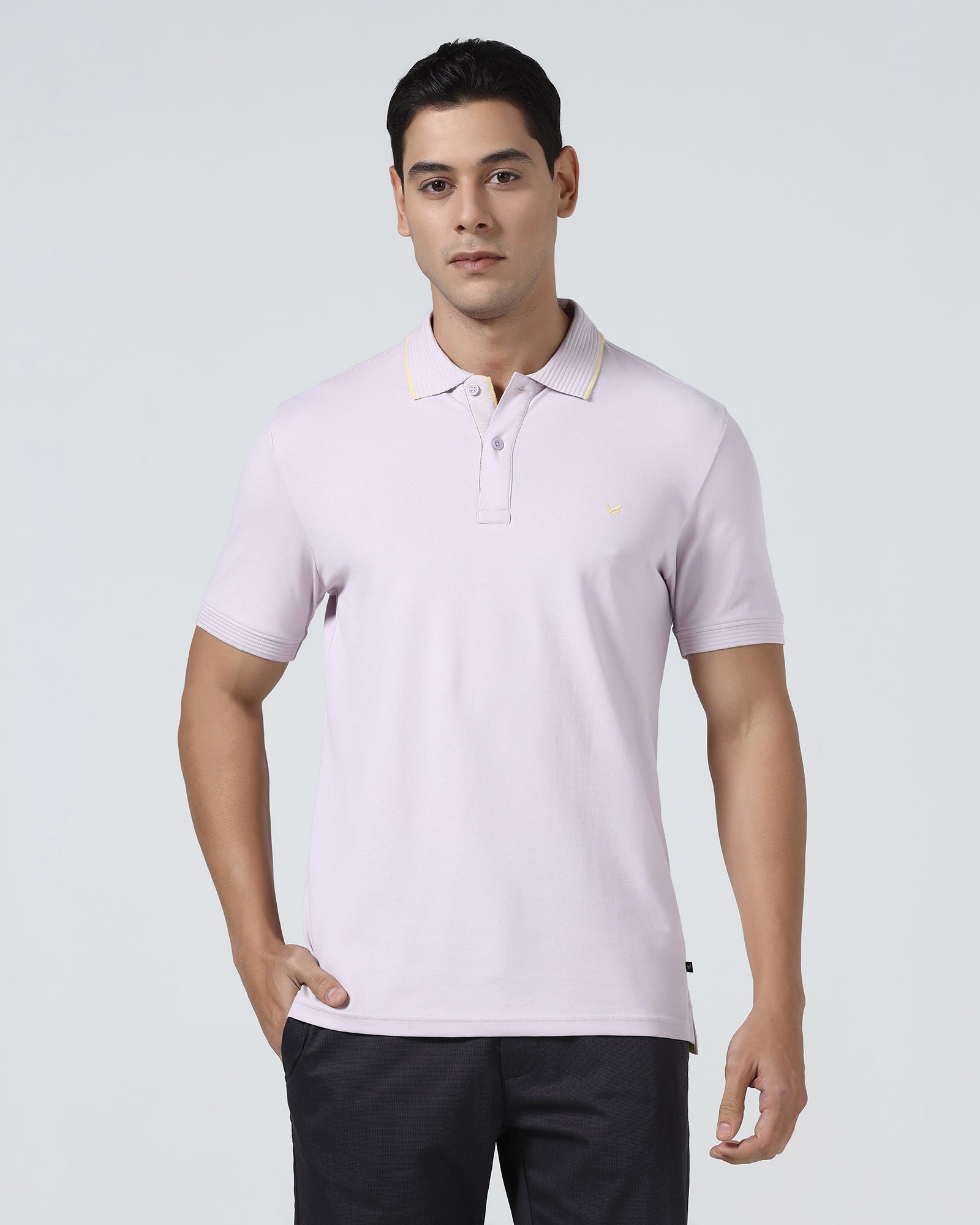 Light Purple Solid Polo - Aesun