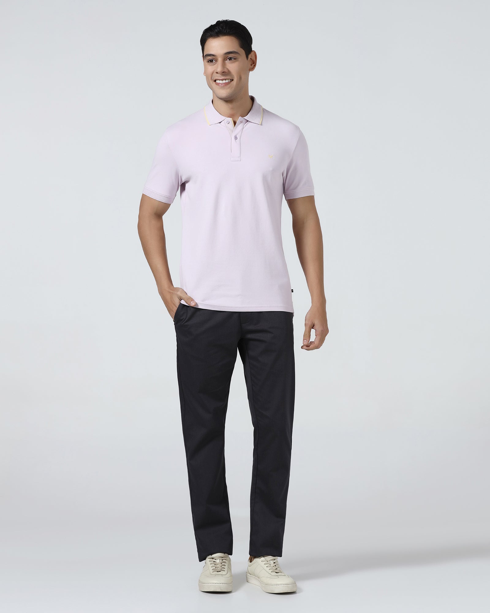 Light Purple Solid Polo - Aesun