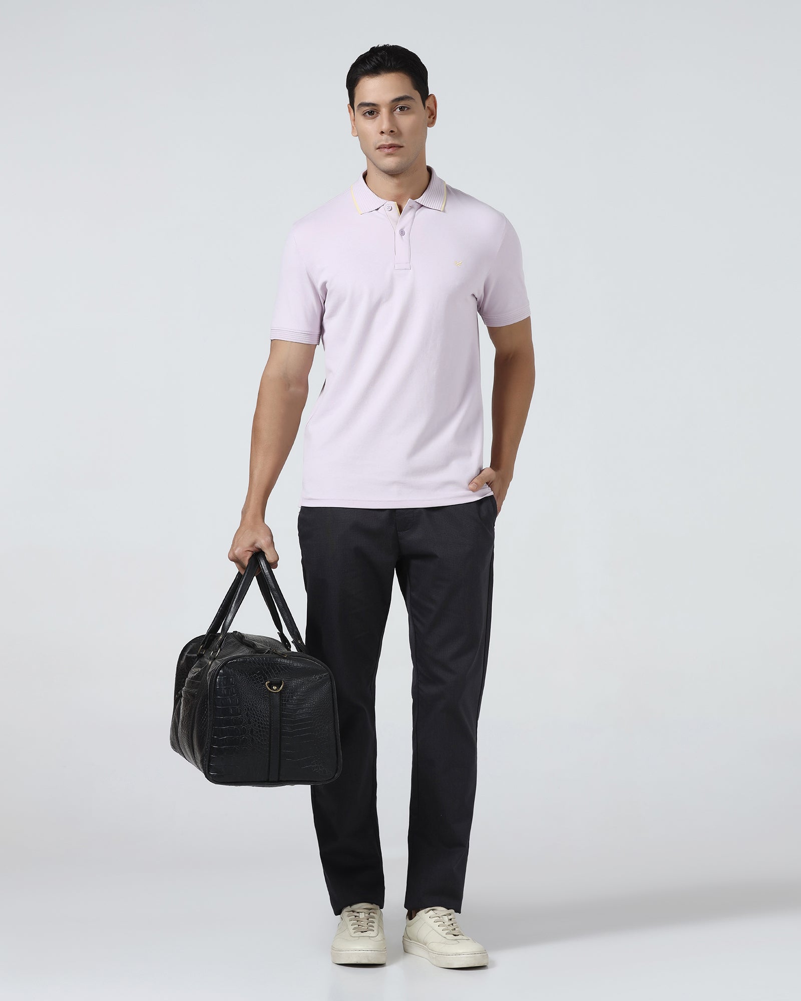 Light Purple Solid Polo - Aesun
