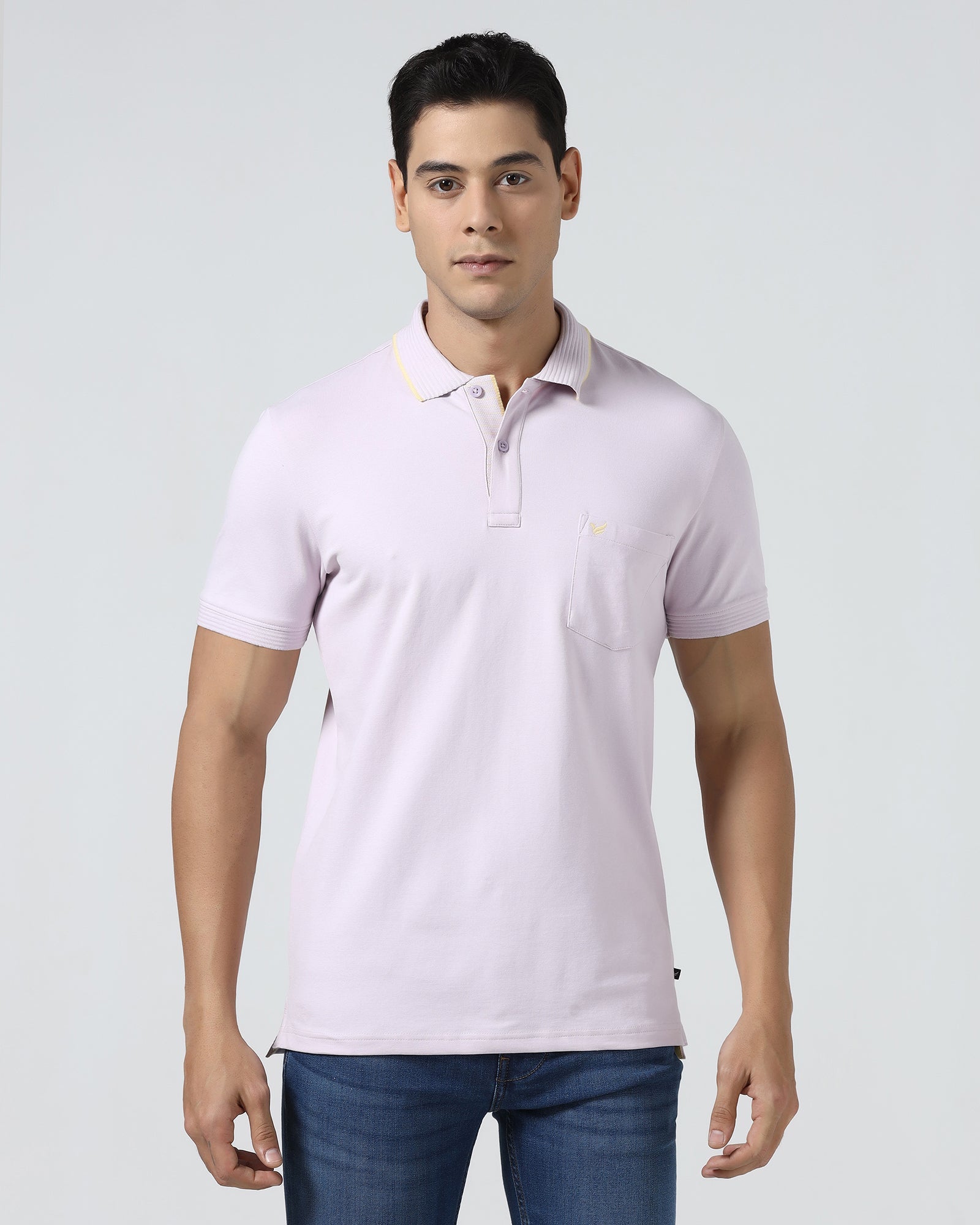 Light Purple Solid Polo - Aesun