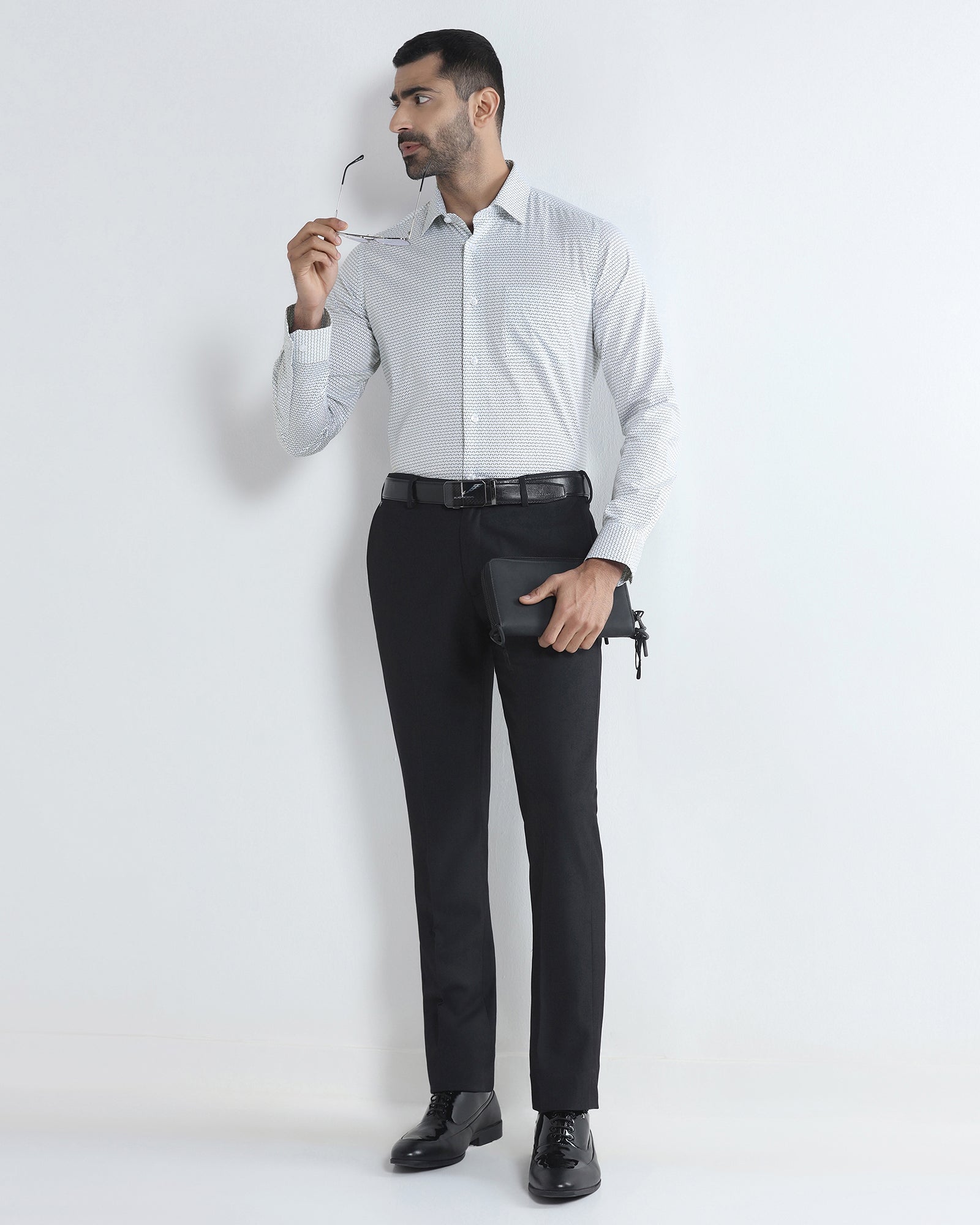 Light Blue Unwrinkle Printed Shirt - Everest