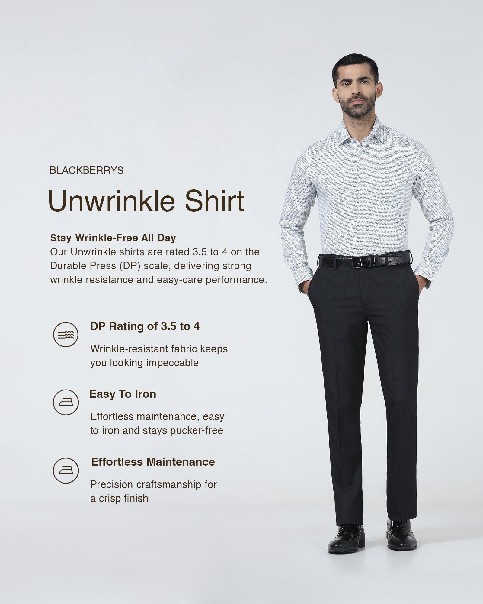 Light Blue Unwrinkle Printed Shirt - Everest