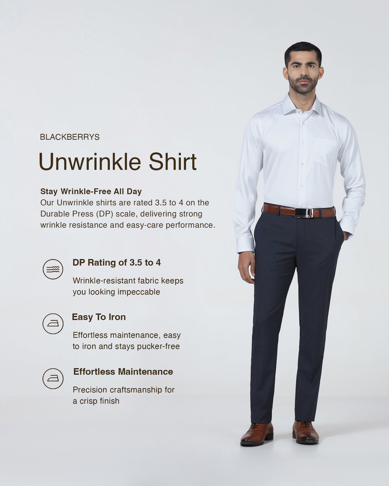 Light Blue Unwrinkle Textured Shirt - Easton