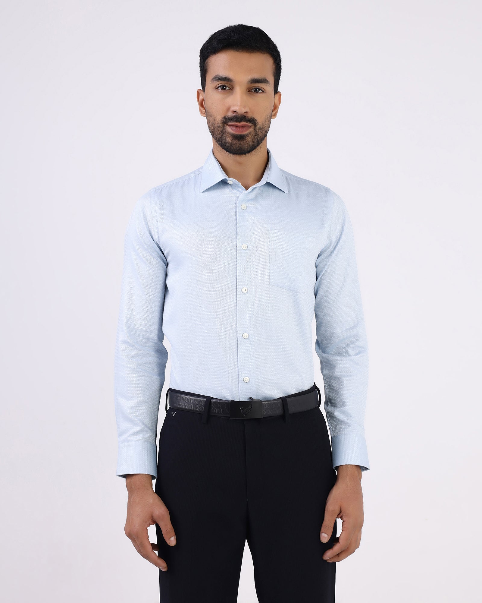 Light Blue Textured Shirt - Bridget