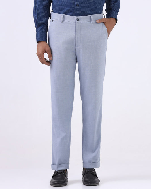 Light Blue Textured Trouser - Marta