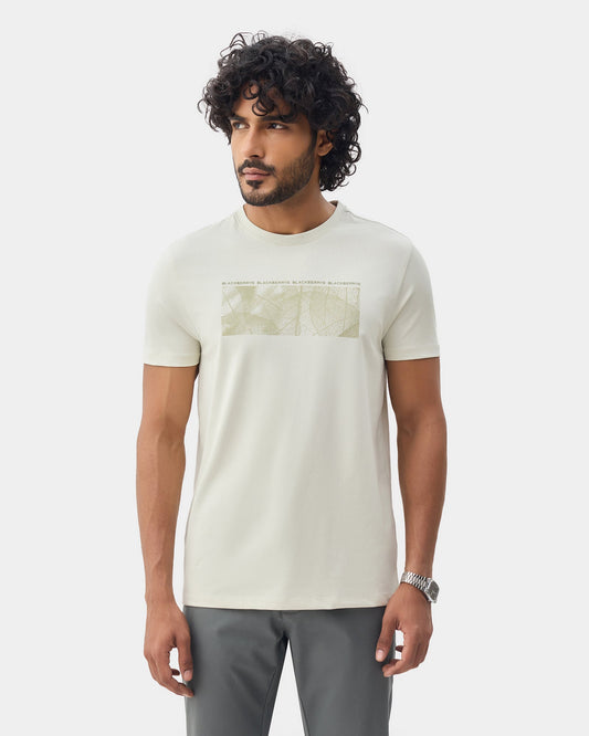Light Green Crew Neck Printed T-Shirt - Supi