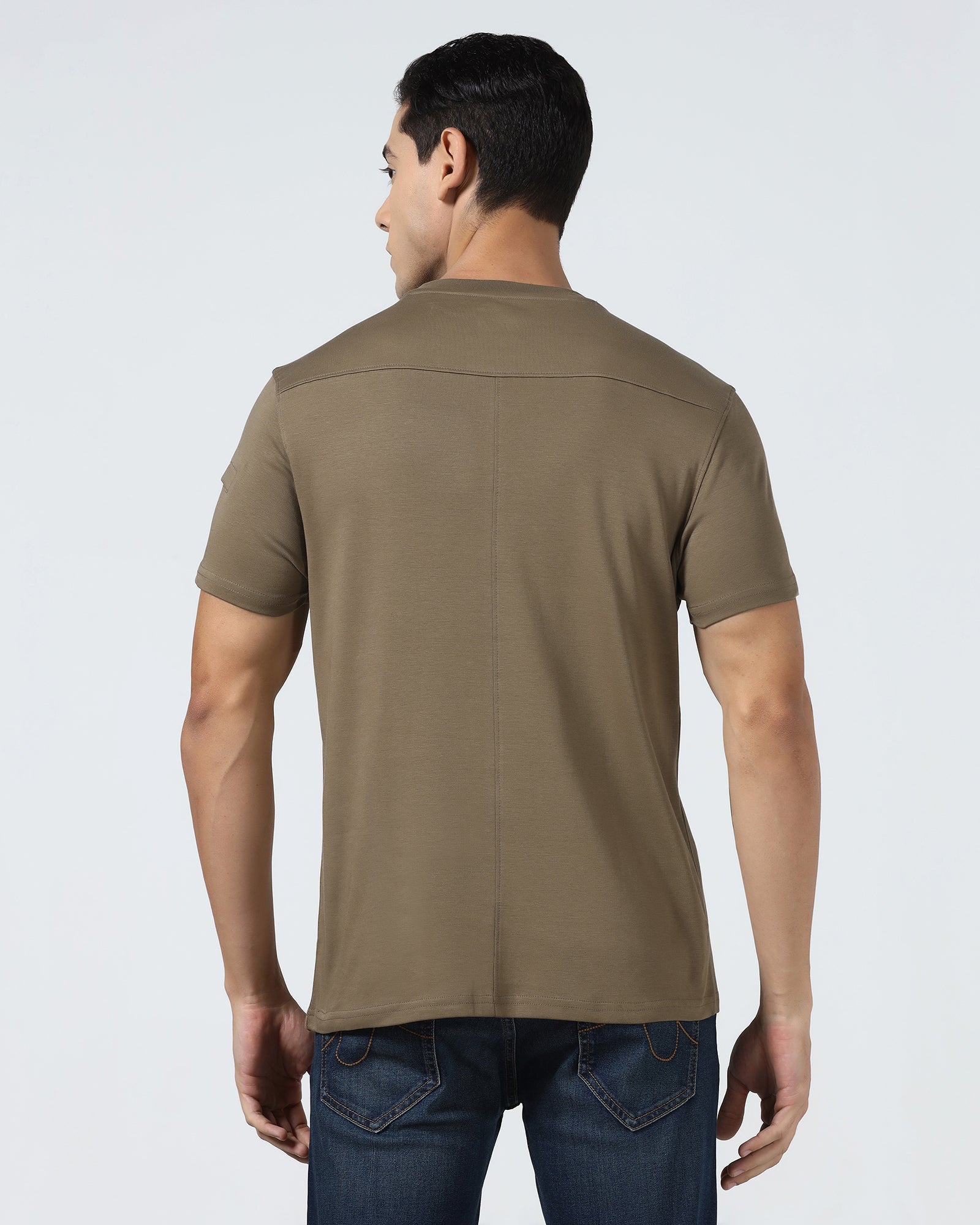 Light Green Crew Neck Solid T-Shirt - Douglas