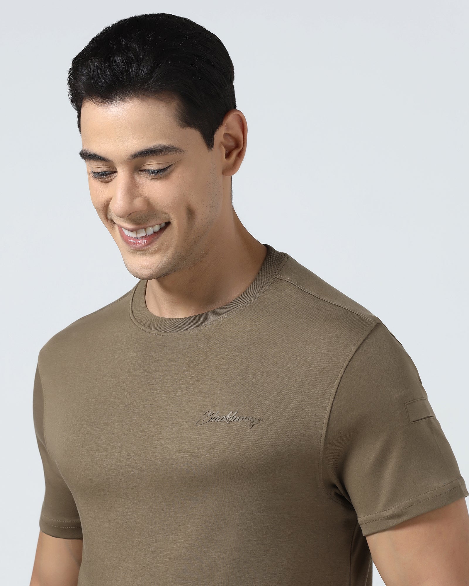Light Green Crew Neck Solid T-Shirt - Douglas