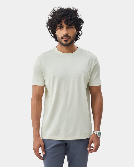 Light Green Crew Neck Textured T-Shirt - Yamazaki