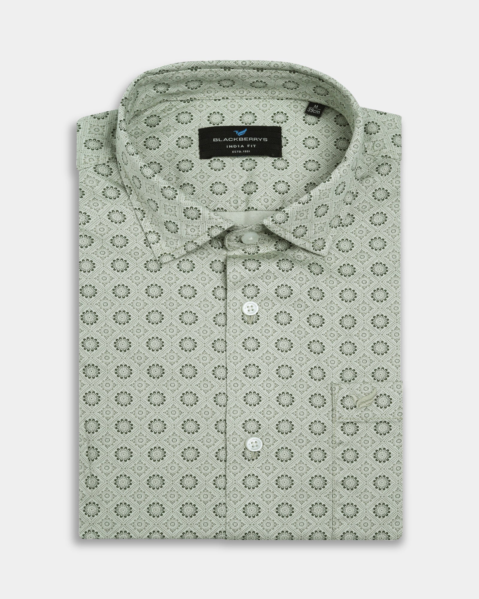 Light Green Printed Shirt - Fettiq