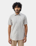 Light Grey Half Sleeve Linen Solid Shirt - Cleo